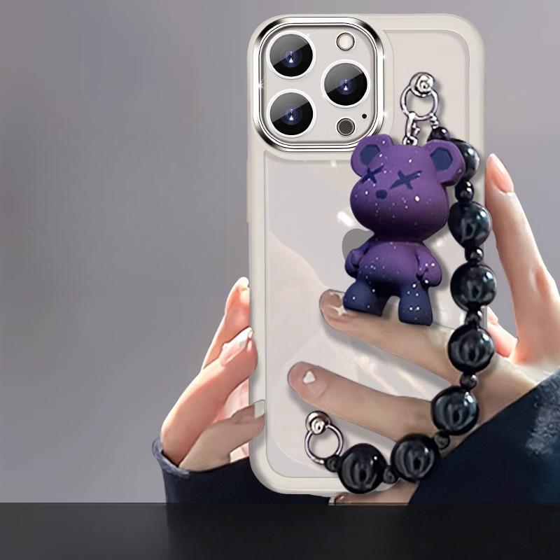 Geeignet für Apple 15 Handyhülle, Transparentes Bärenarmband, IPhone16promax Schutzhülle, 14/13 Modisch