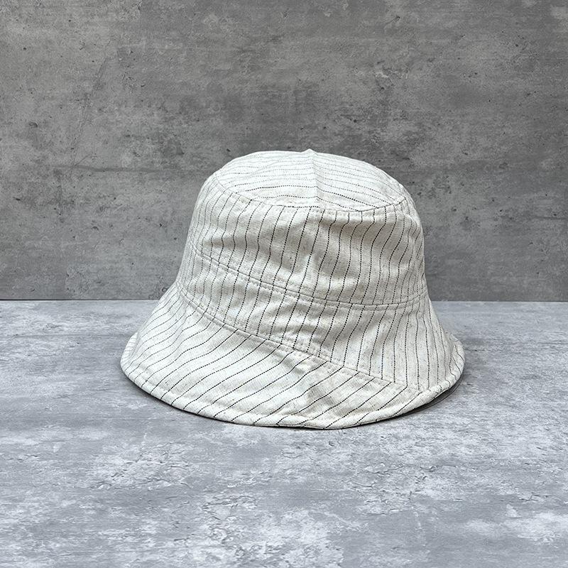 25 Simple Striped Cotton And Linen Fisherman Hats For Children, Light And Breathable Face-Covering Versatile Basin Hats In Summer