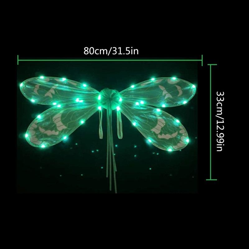 Dress Up Cicada Wing Light Up Dragonflies Wing Halloween Costume Wing LED Elves Wing Princess Wing for Women Girls Teens