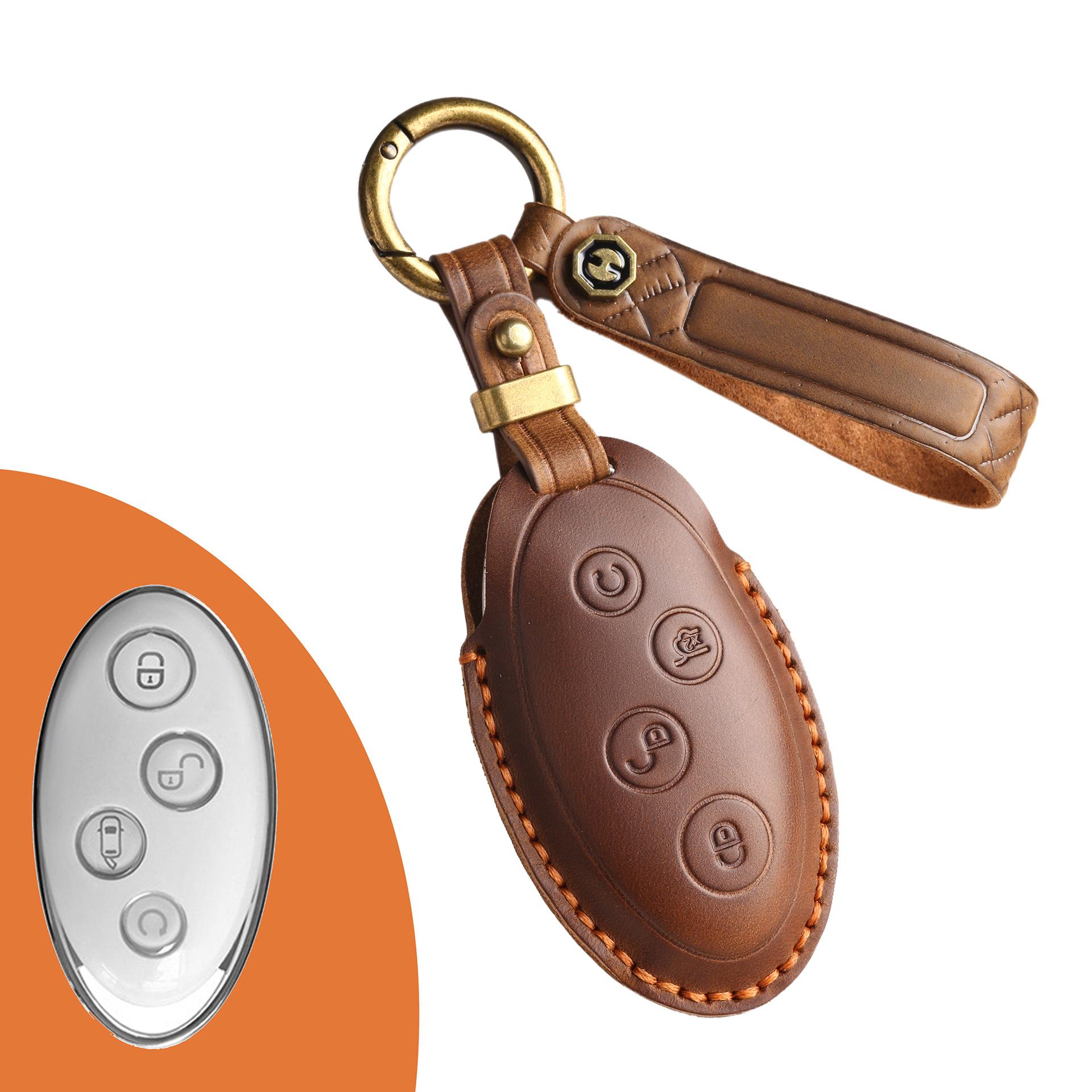 

Retro Key Cover Is Suitable For Yuan Key Bag Cover, Byd 17 S7 Key Bag Cover, Purely Handmade Genuine Leather. коричневый