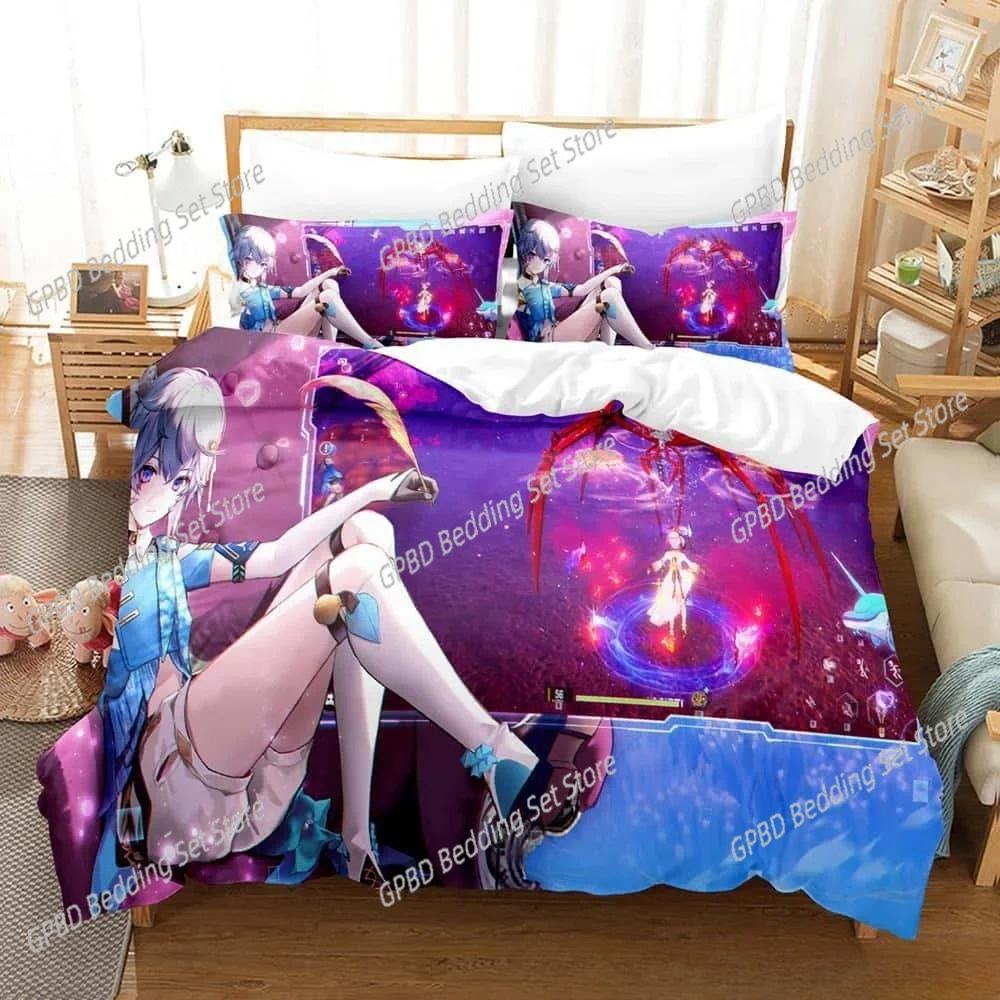 Comforter 3D Printing Game Tower Of Fantasy Anime Bedding Set Bedroom Soft Modern S Comefortable Quilt