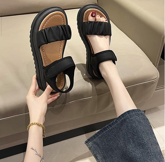 

Новые летние модные элегантные повседневные сандалии с открытым носком, легкие туфли на плоской подошве с круглым носком для женщин, НЕТ:Х7 35