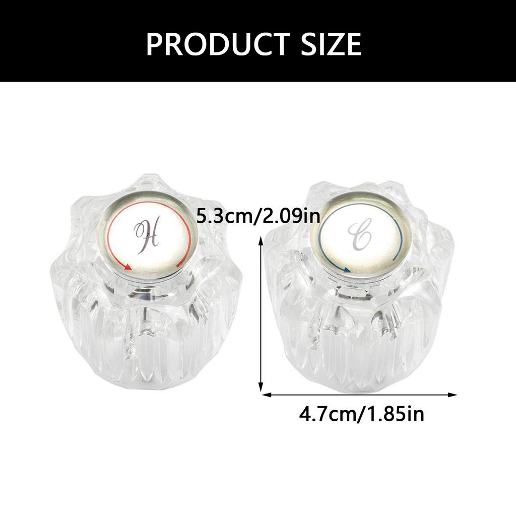 2Pieces Campers Faucet Knobs Replacement Accessory for Bathroom Sink and Shower Hot Cold Water Control Acrylic