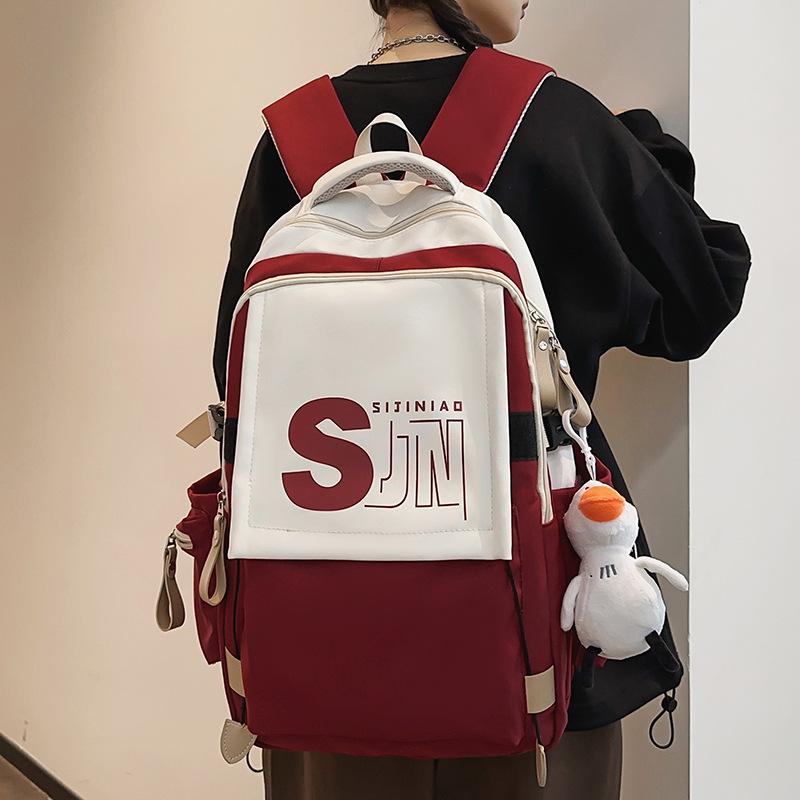 School Bag Children Primary School Students Girls Burgundy Backpack Junior High School Students College Students Backpack