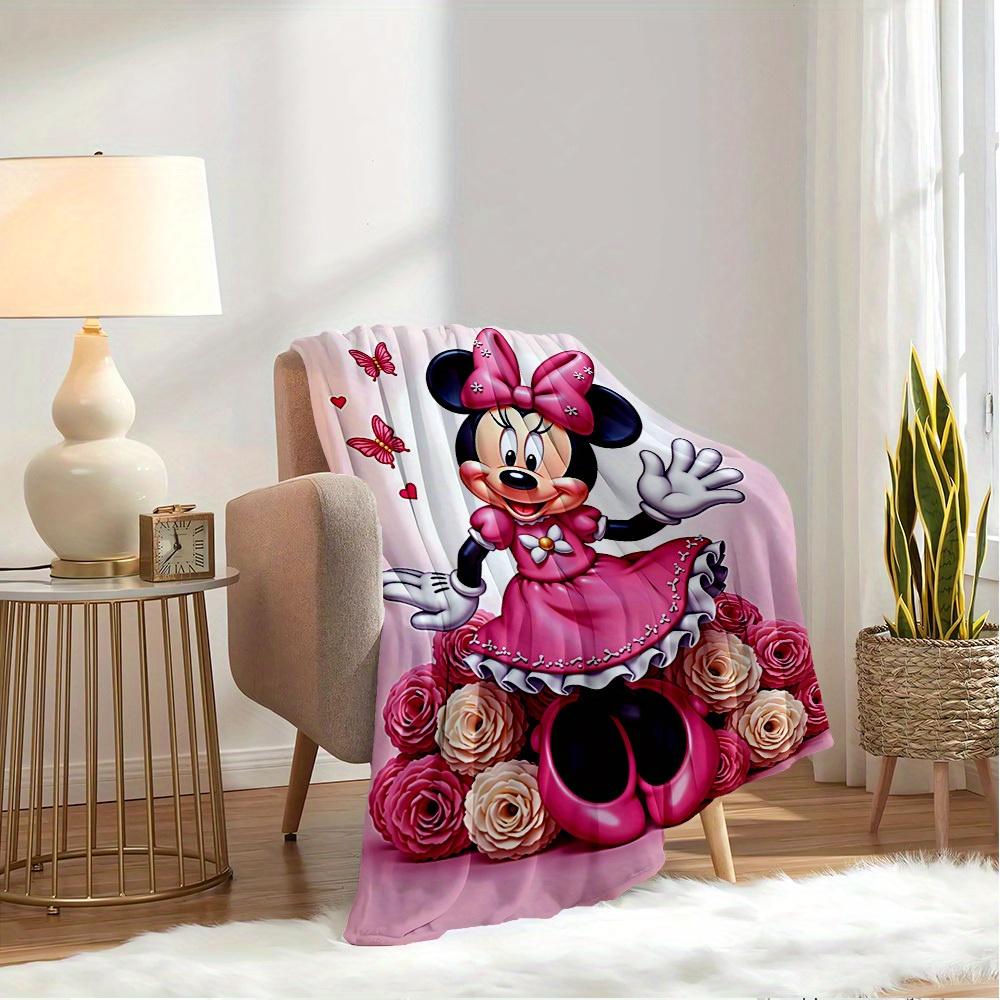 1pc Flannel Minnie Mouse Pink Bow Bedding Throw Blanket Sofa Cover Gift Home Decorative Lightweight