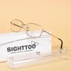 New Crystal Glass Lens Reading Glasses Men For Women Metal Frame High Quality Anti-Fatigue Clarity Prescription Glasses+100+200