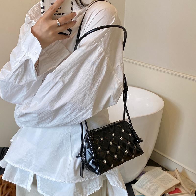 Premium diamond-encrusted shell bag women's 2025 new summer shoulder messenger bag trendy fashion casual small bag
