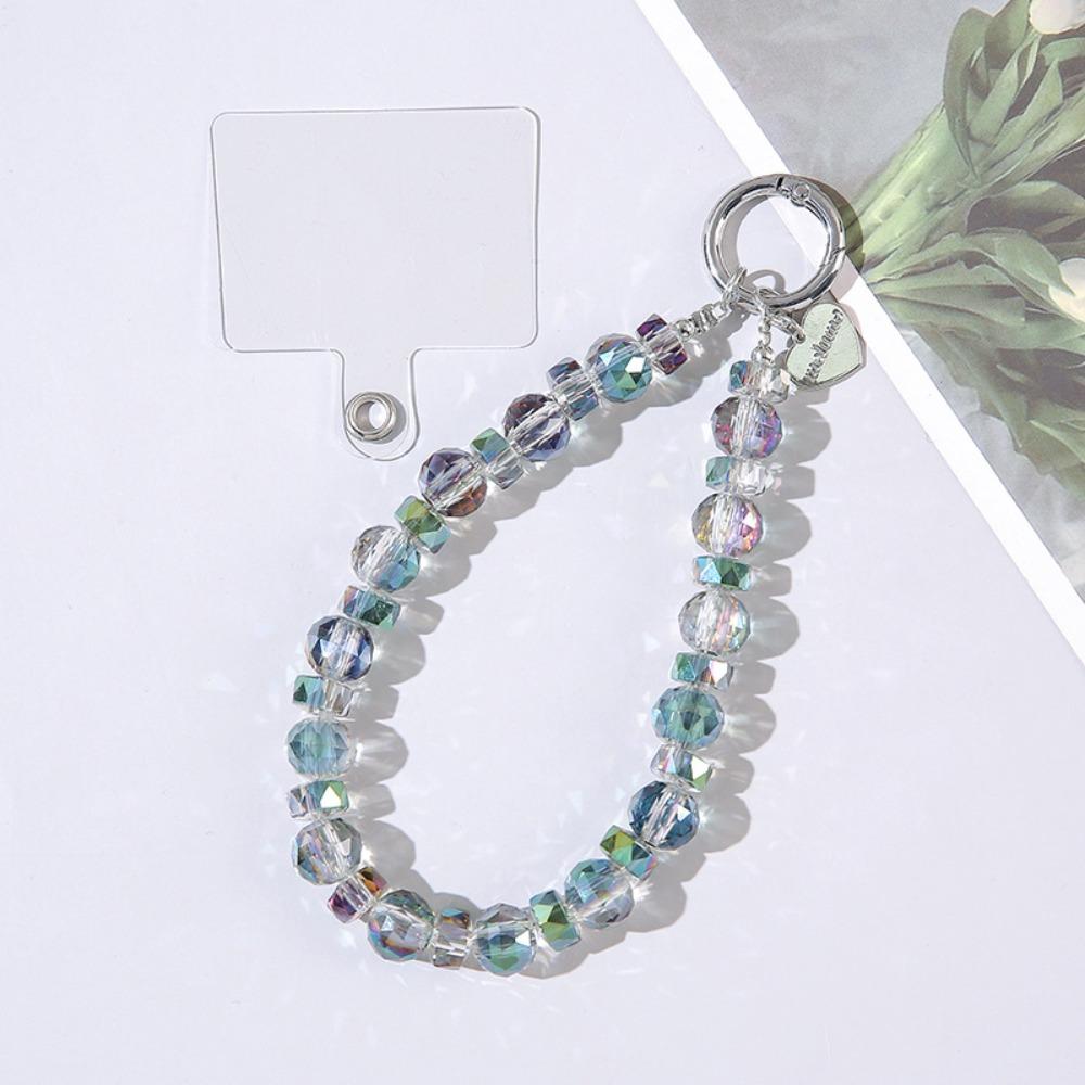 Detachable Crystal Bead Pendant Transparent Phone Lanyard Crystal Bead Keychain for Women Girls
