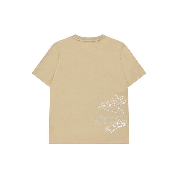FILA Fusion Plain Letter Logo Skateboard Sports Knit T-Shirt Women tops Beige T11W231107FLK