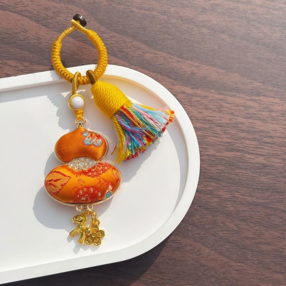 Horse Chinese Traditional Key Chain Luxury Embroidered Cat Key Ring Brocade Gourd Pendant Daily