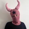 Y2K Style Crochet Halloween Party Cow Horn Parent-Child Ski Mask Hat