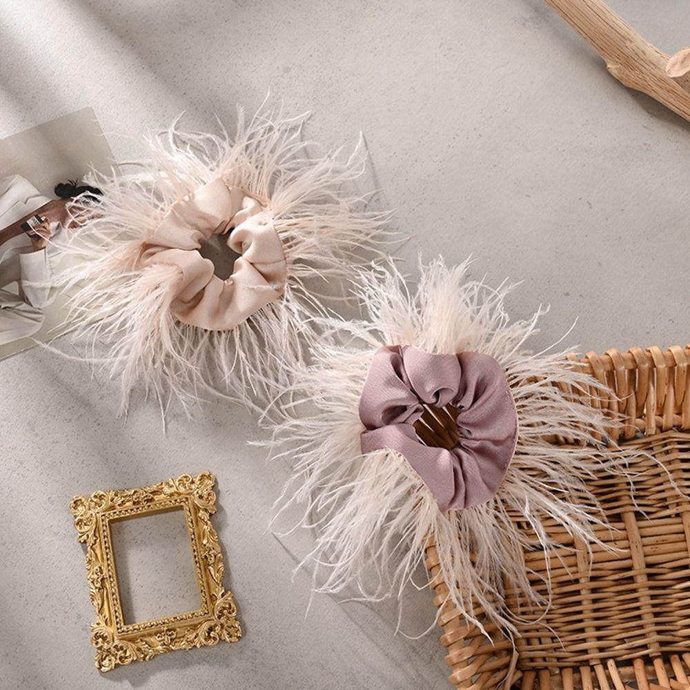Intestine Hair Ring Feather Hair Rope Satin Hair Ring Korean Style Scrunchies Female Hair Ties
