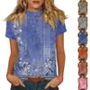Damen Mock-Neck Kurzarm Print-Top