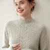 Women's Retro Jacquard Seven-Needle Cashmere Sweater - Thickened Double-Strand, Half-High Neck, Ideal Inner Layer for Autumn and Winter.