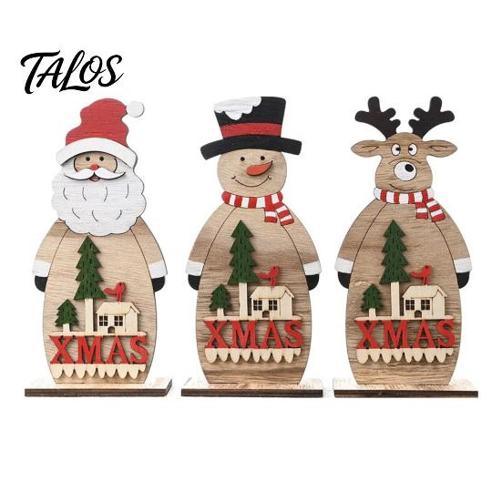 Unique Christmas Gift for Family Nordic Style Wooden Ornaments, Cute Santa Claus/Snowman/Reindeer Window Display Props Figurine Holiday Home
