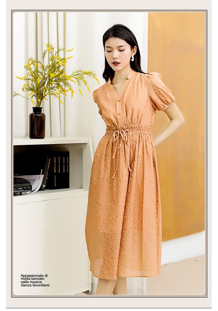 Summer waist slimming dress with elegant temperament, women's mid length skirt