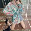 Long-sleeved Shirt for Women with A Sense of Design Thin Style Versatile for Wearing Outside Retro Hong Kong-style Floral Top with A Shirt Design
