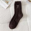 Embroidered Bow Wool Socks, Thickened Warm Socks for Autumn and Winter, Women's Twisted Retro Mid-calf Socks, Women's Socks