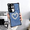 Retro Denim Pattern Soft Phone Case For Samsung Galaxy S26 Ultra S25 Edge S24 FE S23 Plus S22 S21 + S20 Plating Anti-Fall Fundas