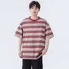 Men's Round Neck Short Sleeved T-shirt, Summer Casual Loose Striped T-shirt, Couple's Half Sleeved Top