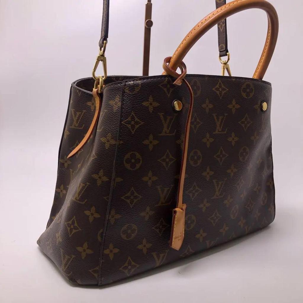 [Tweedehands] Montaigne Monogram Canvas en Leer Tote Tas Medium - Goed #1U106SK