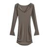 Sexy Spice Girl Knitted Temperament Deep V Breast Dress Women's Spring New Fashion Versatile Folded Hip Wrap Skirt