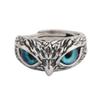 Creative Blue Eye Owl Ring Retro Unique Cute Personality Animal Ring Opening Adjustable Punk Rock Vintage Fashion Hip Hop   Ring