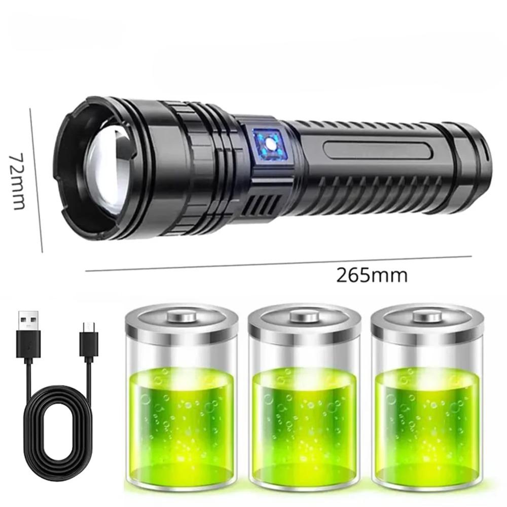 10000LM LED White Laser Built-in Battery Flash Light Emergency Spotlights 5km Most Powerful Led Flashlights Tactical Lights