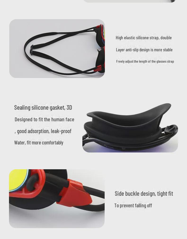 Unisexowe okulary pływackie z silikonu galwanizowanego, przeciwmgielne, wodoodporne - Modne okulary treningowe HD