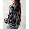 Age-reducing Plaid Spring Shirt Women's New Spring Korean Version Splicing Collar Temperament Elegant Cuff Shirt