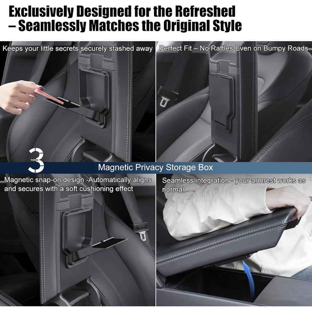 Car Center Console Magnetic Storage Box for 3 Juniper Multifunction ABS Organizers Easy Installation Armrest Tray