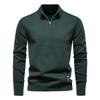 2024 Men's Pure Cotton Stand Collar Zipper Sweater - Half-Slim Solid Color Knitwear
