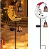 LED Glowing Christmas Moon Solar Stake Light Waterproof with Bell Xmas Garden Stake Lamp Solar Powered Hollow Lantern