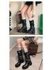 European & American Western Stacked Heel Mid-Calf Knight Boots for Women