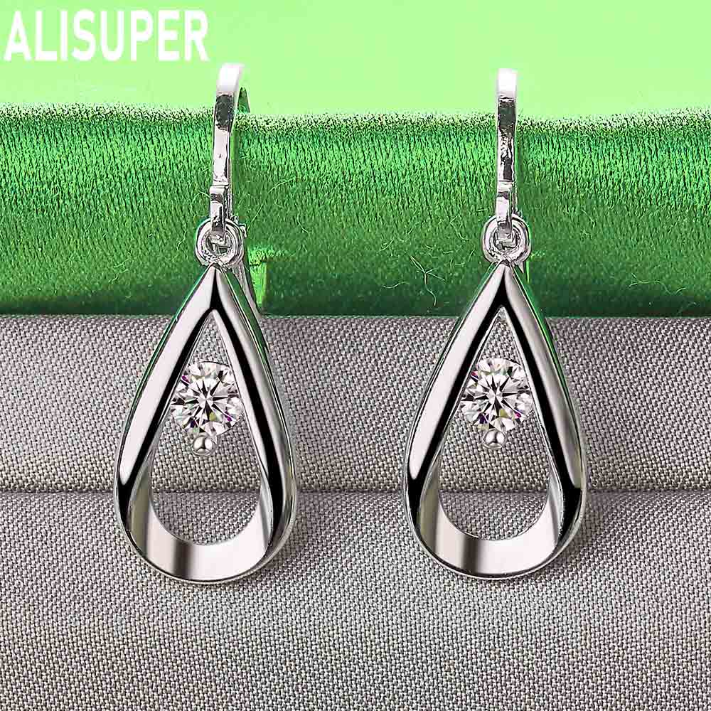 925 Sterling Silver AAA Zircon Water Droplets/raindrops Piercing Earrings Fashion Charm Wedding Jewelry