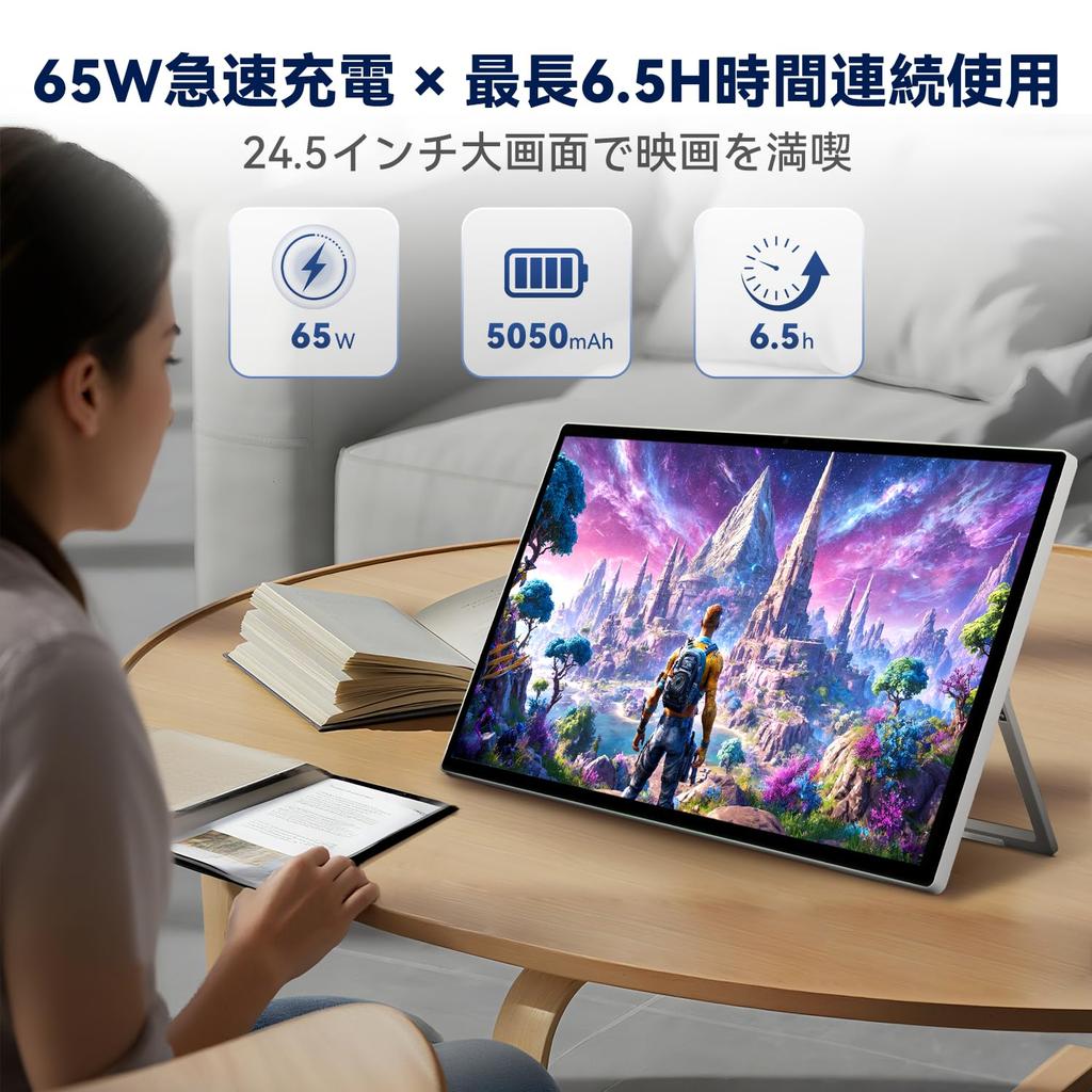 FPD Mobile Smart Monitor with 1080P IPS Large Screen Android 14 Tablet with 8GB RAM 128GB 5050mAh 65W Fast Dual Speakers X 2 3W X 8MP Widevine L1