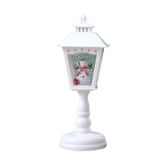 Christmas Snow Globe Stearinlys Lampe Batteridrevet nifsende spinnende vann Glitrende snømann Juletre Nattlys