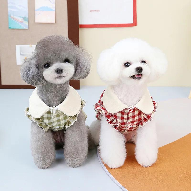 Toamnă Iarnă Animal de Companie Top cu Guler Scurt Carouri Jachetă Caldă Casual Haine Guler Câini Haine de Crăciun Câine Haine Câine pentru Câini Mici