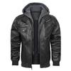 New men's clothing men's detachable hooded leather jacket zipper PU jacket European and American large size fashion jacket