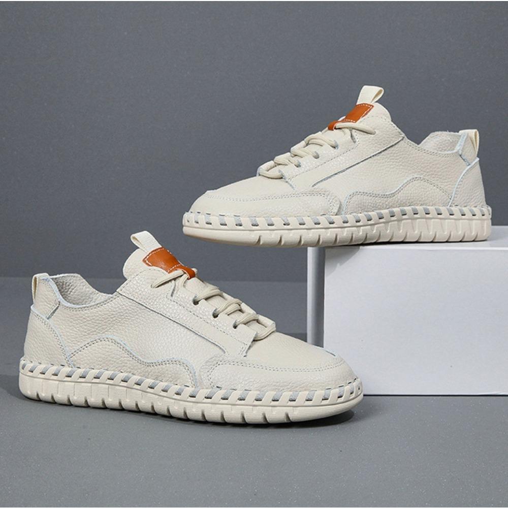 Fashion Leather Casual Shoes Men's Spring Autumn Cowhide Men Breathable and Sweat Absorbing Soft Soled Bean Shoes Mens Loafers Sneakers