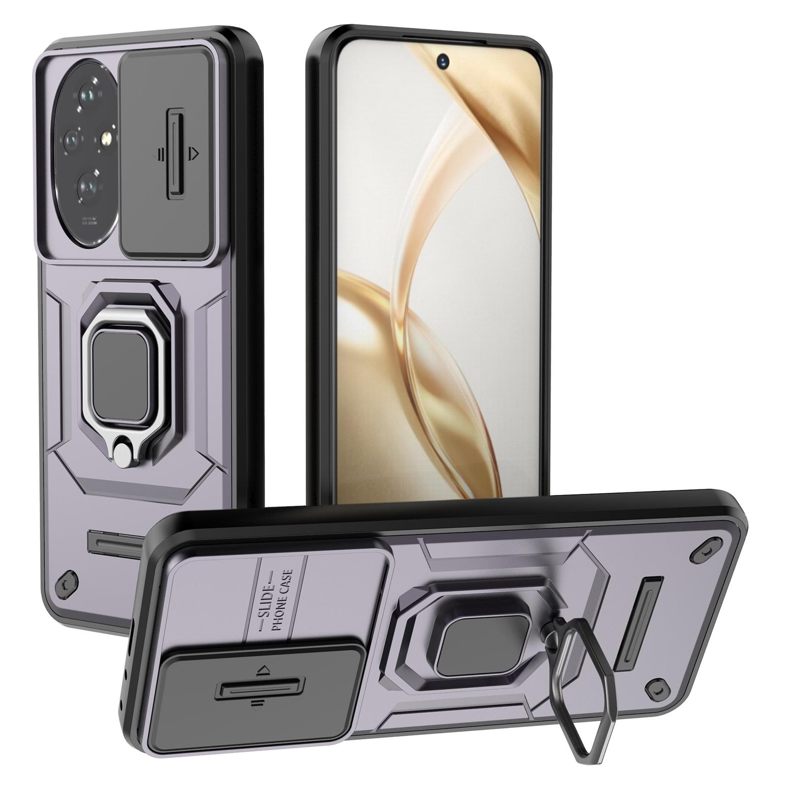 

For Honor 200 5G Case Lens Cover Kickstand PC+TPU Phone Shell Purple