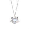 Koreanische Version der Mondstein Katze Halskette für Damen mit Nischen-Licht-Luxus-Stil Schlüsselbeinkette Einfacher Umschlingender Planeten Kätzchen Anhänger