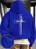 New autumn and winter men's and women's hooded sweatshirt with pockets, cross pattern print, comfortable and soft fabric