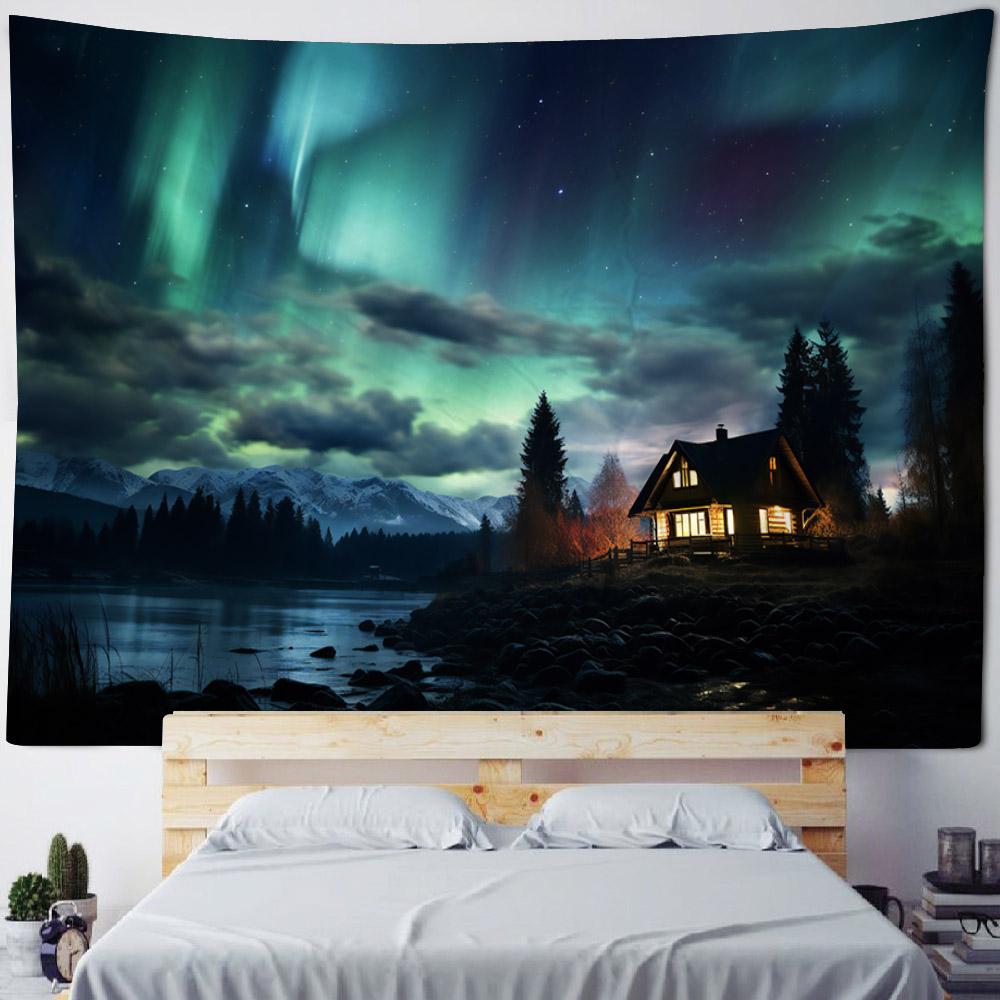 Urban Starry Sky Landscape Tapestry, Mysterious Universe Wall Hanging, Living Room, Bedroom Hanging Cloth, Home Art Decoration