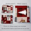 3pcs Christmas Reindeer & Plaid Duvet Cover Set - Includes 1 Duvet Cover and 2 Pillowcases, Breathable Polyester Christmas Gift