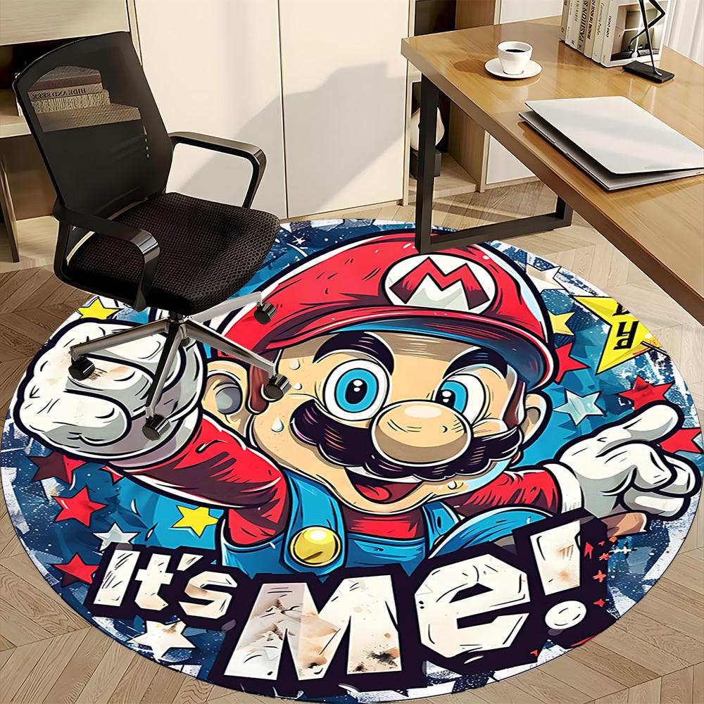 1pc Mario Adventure Office Round Area Rug, Under Office Chairs Bedroom Living Room Home Decor A0926054