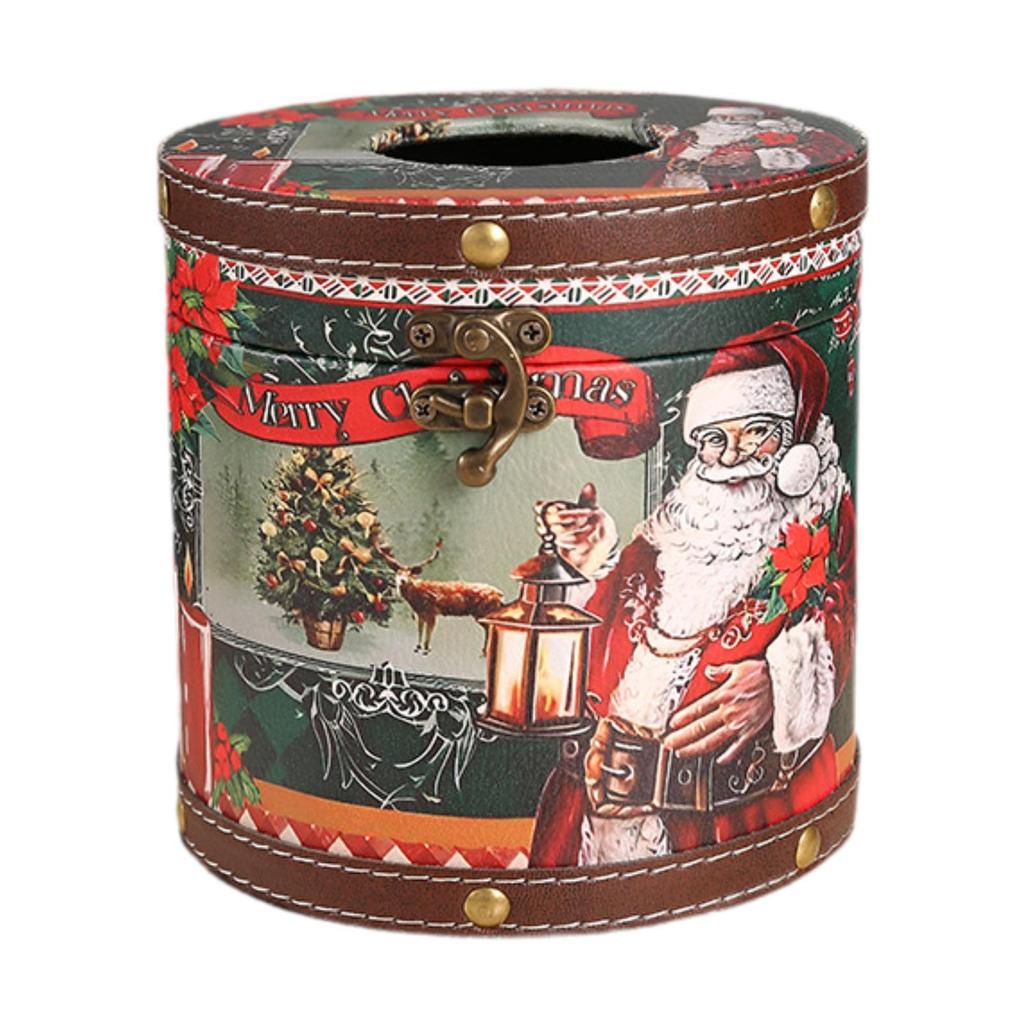 Christmas Tissue Box Holder Round Tissue Box Creative Crafts Utility Decorative