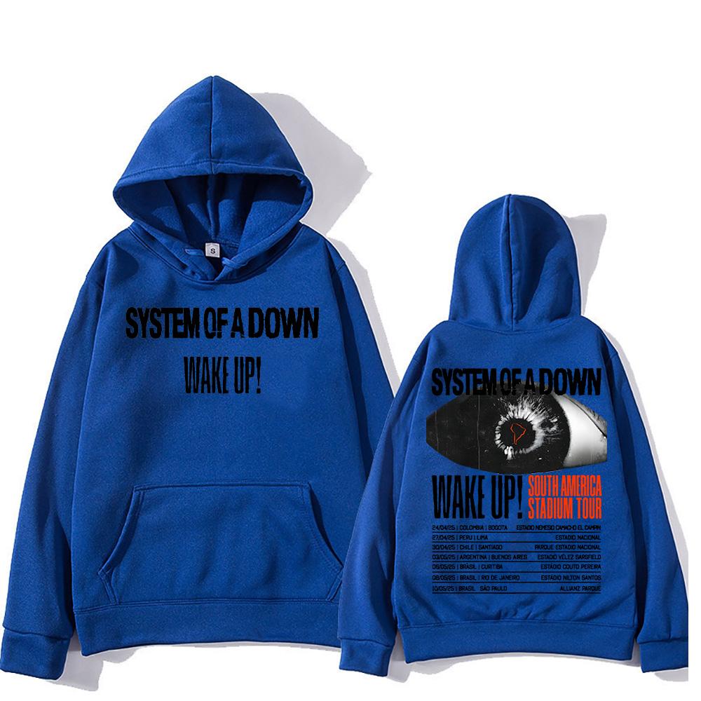 System-of A Down Band Hoodies Wake Up South America Stadium Tour 2025 Pullovers Heavy Metal Trends Sweatshirts Unisex Hoody