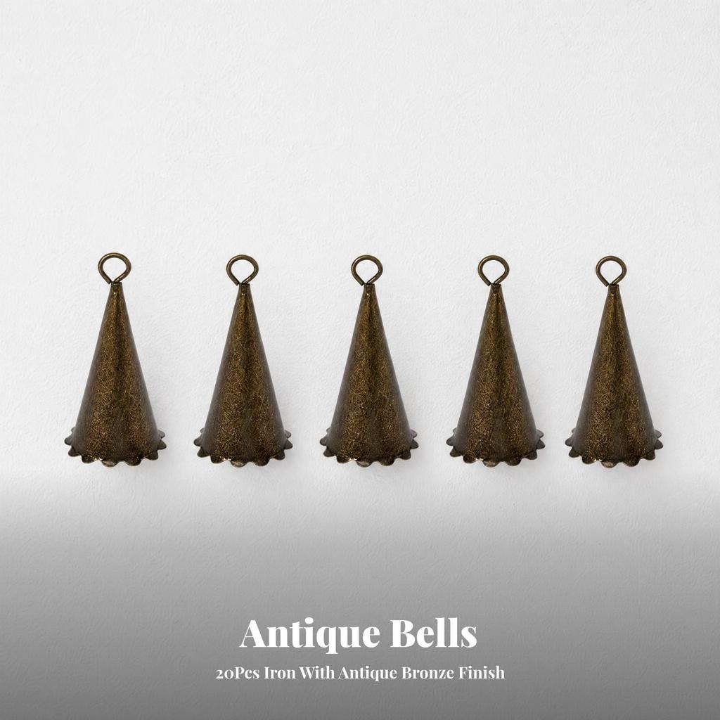 20 Pieces Antique Finish Craft Bell Nostalgic Mini Metal for Charm Making