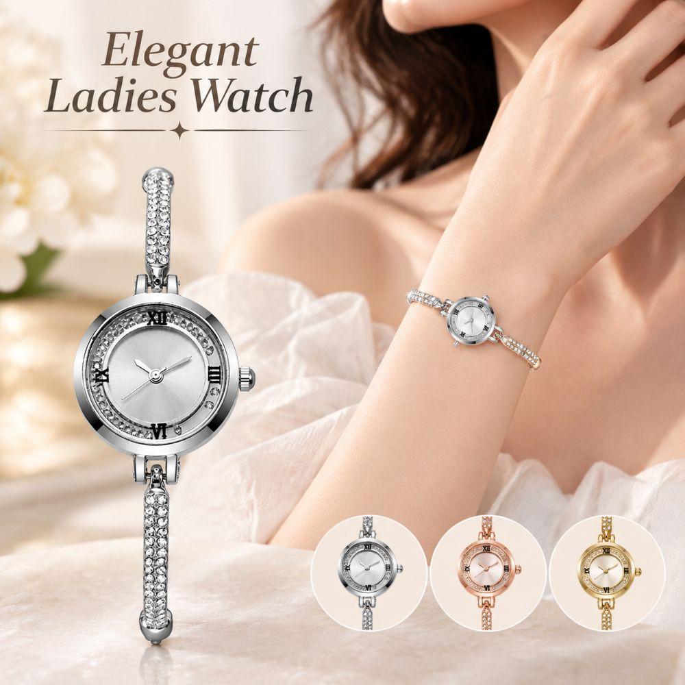 Rhinestone Kvarts Ure Diamantbesat Urrem Håndledsdekoration Dame Armbåndsur Gave